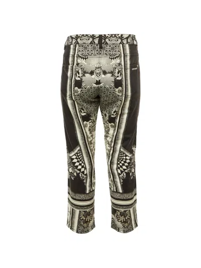Pre-owned Roberto Cavalli Vintage Floral-print Cropped Jeans In Black