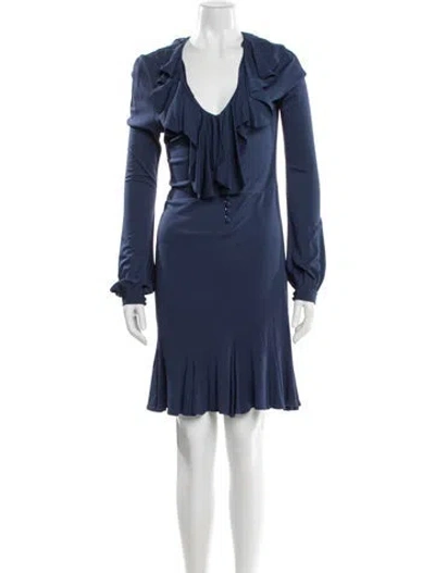 Pre-owned Roberto Cavalli Vintage Knee-length Dress In Blue