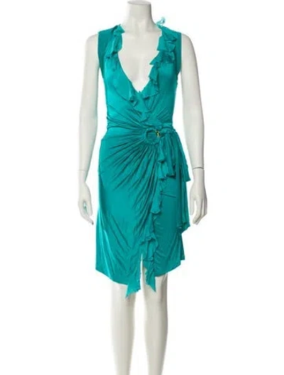 Pre-owned Roberto Cavalli Vintage Knee-length Dress In Blue