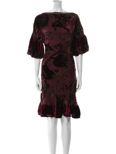 Pre-owned Roberto Cavalli Vintage Knee-length Dress In Burgundy/metallic