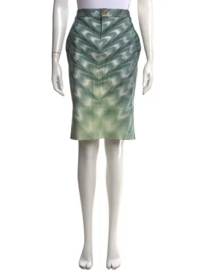 Pre-owned Roberto Cavalli Vintage Knee-length Skirt In Blue/metallic