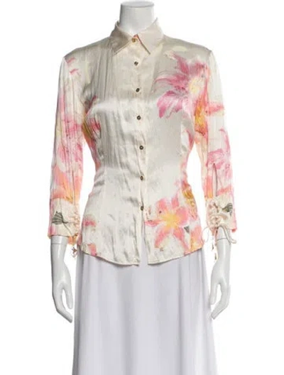 Pre-owned Roberto Cavalli Vintage Late 1990's - Early 2000's Blouse In White