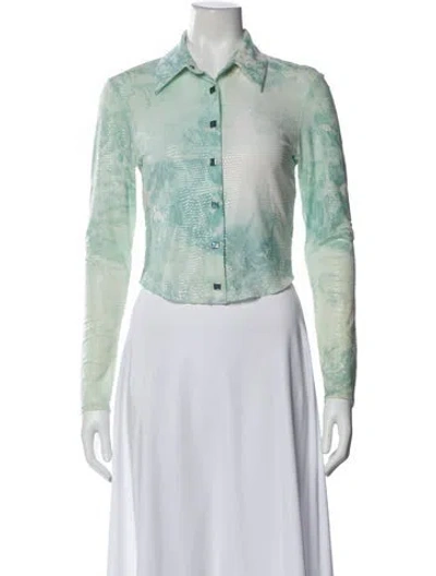 Pre-owned Roberto Cavalli Vintage Late 1990's - Early 2000's Button-up Top In Blue