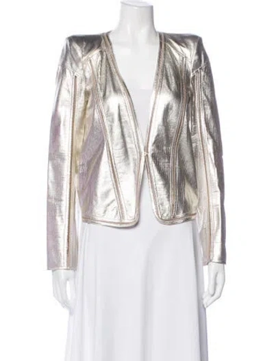 Pre-owned Roberto Cavalli Vintage Leather Jacket In Silver