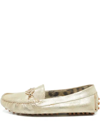 Pre-owned Roberto Cavalli Vintage Leather Loafers In Gold