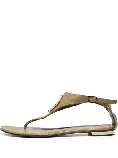 Pre-owned Roberto Cavalli Vintage Leather Sandals In Green