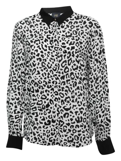 Pre-owned Roberto Cavalli Vintage Leopard-print Shirt In White