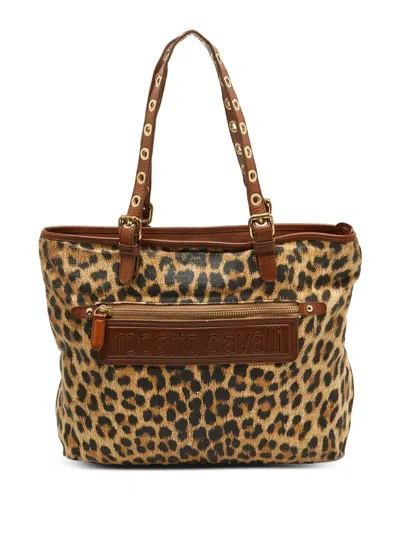 Pre-owned Roberto Cavalli Vintage Leopard Print Tote Bag