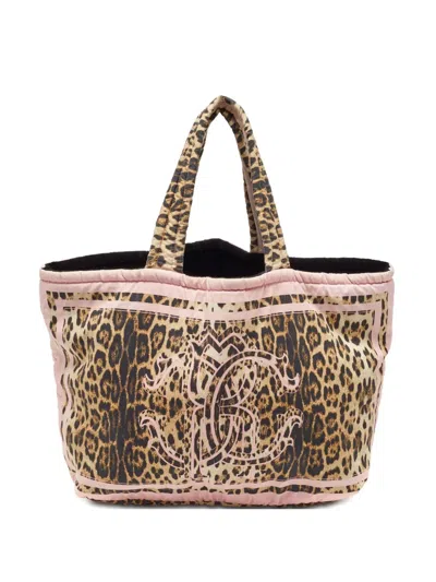 Pre-owned Roberto Cavalli Vintage Leopard-print Tote Bag In Neutral