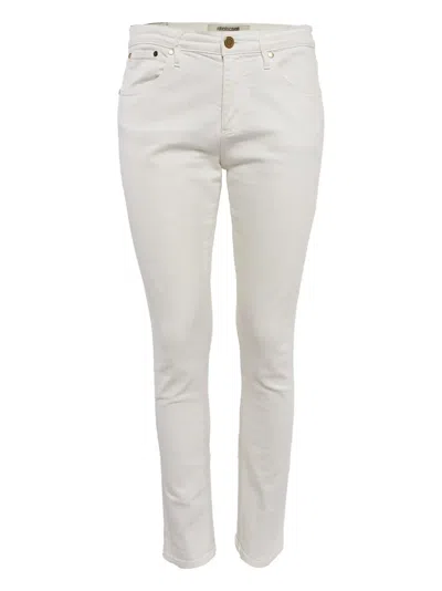 Pre-owned Roberto Cavalli Vintage Logo-patch Jeans In White