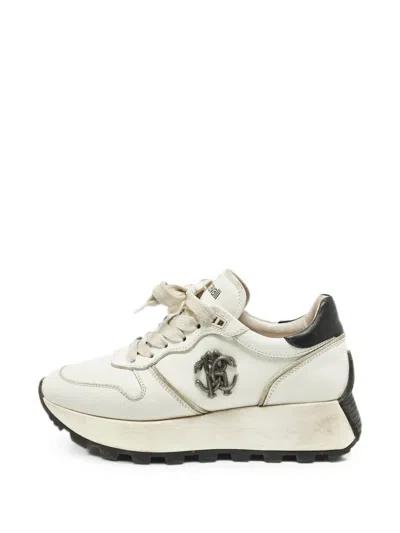Pre-owned Roberto Cavalli Vintage Logo Platform Sneakers In White
