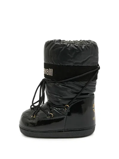 Pre-owned Roberto Cavalli Vintage Logo-patch Snow Boots In Black