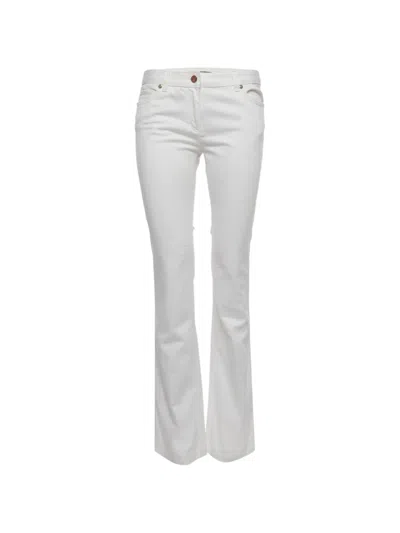 Pre-owned Roberto Cavalli Vintage Logo-plaque Straight-leg Jeans In White