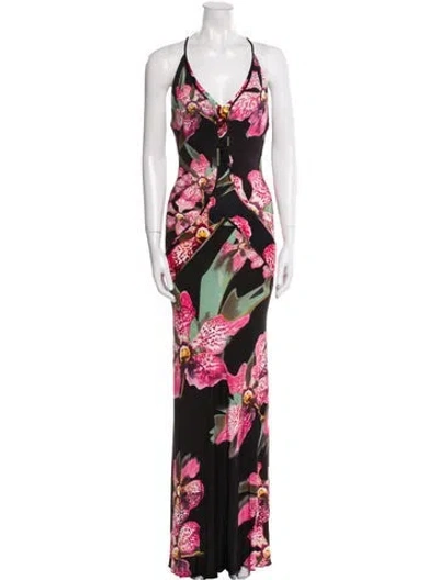 Pre-owned Roberto Cavalli Vintage Long Dress In Black