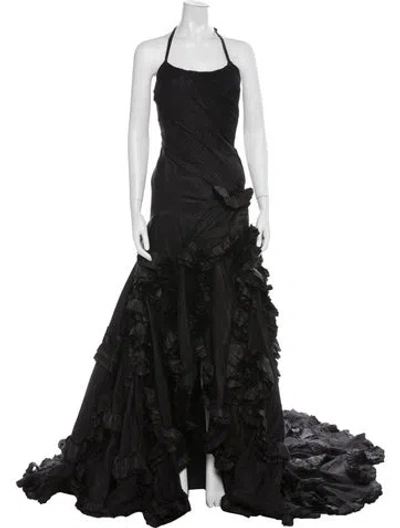Pre-owned Roberto Cavalli Vintage Long Dress In Black