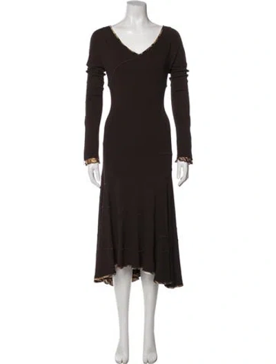 Pre-owned Roberto Cavalli Vintage Long Dress In Brown