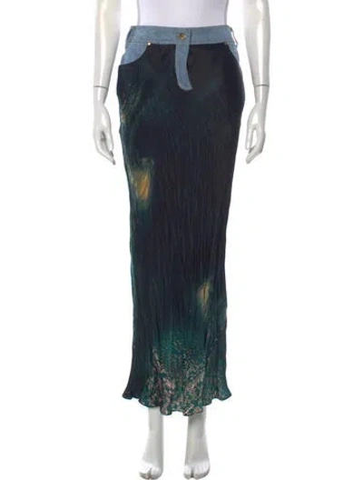 Pre-owned Roberto Cavalli Vintage Long Skirt In Blue