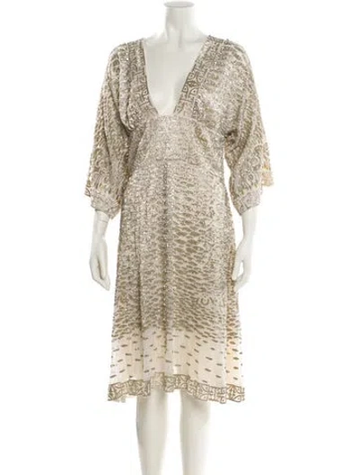 Pre-owned Roberto Cavalli Vintage Midi Length Dress W/ Tags In Neutral