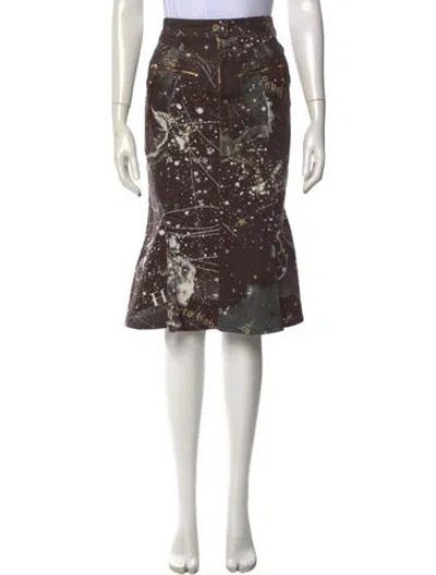Pre-owned Roberto Cavalli Vintage Midi Length Skirt In Brown