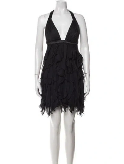 Pre-owned Roberto Cavalli Vintage Mini Dress In Black