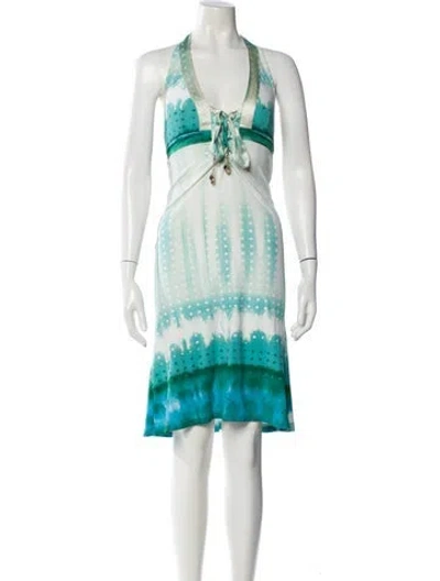 Pre-owned Roberto Cavalli Vintage Mini Dress In Blue