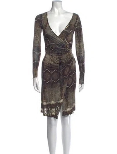Pre-owned Roberto Cavalli Vintage Mini Dress In Brown