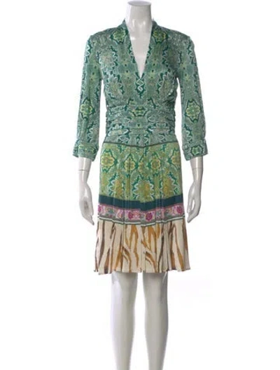 Pre-owned Roberto Cavalli Vintage Mini Dress In Green