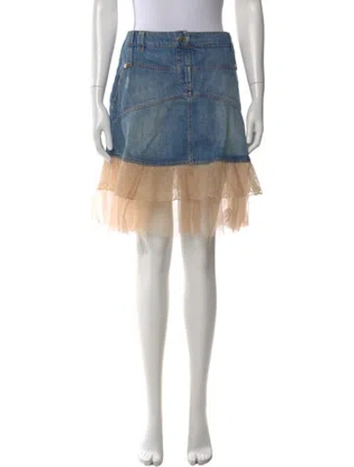 Pre-owned Roberto Cavalli Vintage Mini Skirt In Blue