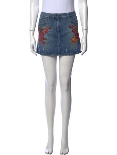 Pre-owned Roberto Cavalli Vintage Mini Skirt In Blue