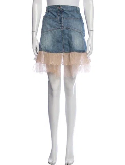 Pre-owned Roberto Cavalli Vintage Mini Skirt In Blue