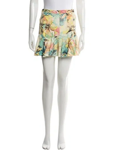 Pre-owned Roberto Cavalli Vintage Mini Skirt In Blue/yellow