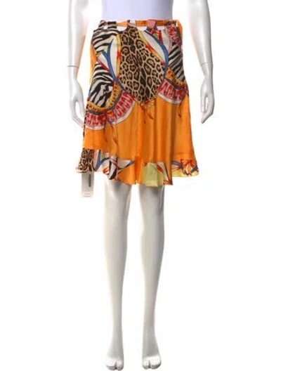 Pre-owned Roberto Cavalli Vintage Mini Skirt In Orange