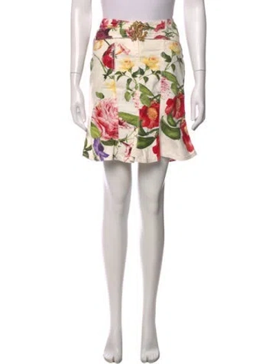 Pre-owned Roberto Cavalli Vintage Mini Skirt In White