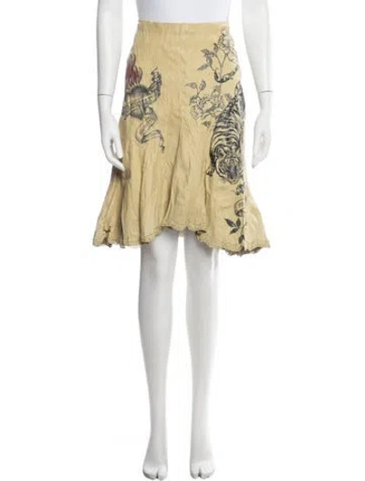 Pre-owned Roberto Cavalli Vintage Mini Skirt In Yellow