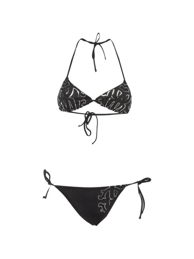 Pre-owned Roberto Cavalli Vintage Monogram-pattern Bikini In Black