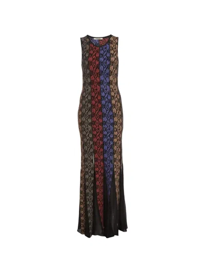 Pre-owned Roberto Cavalli Vintage Panelled Sleeveless Maxi Dress In Black