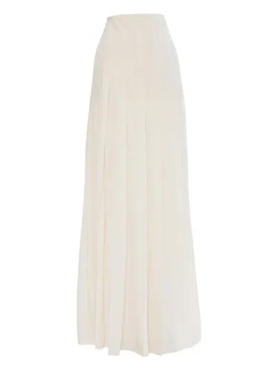 Pre-owned Roberto Cavalli Vintage Pleated Maxi Skirt In White