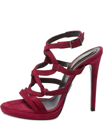 Pre-owned Roberto Cavalli Vintage  115mm Suede Sandals In Red