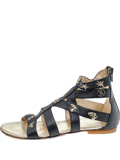 Pre-owned Roberto Cavalli Vintage  Leather Sandals In Black