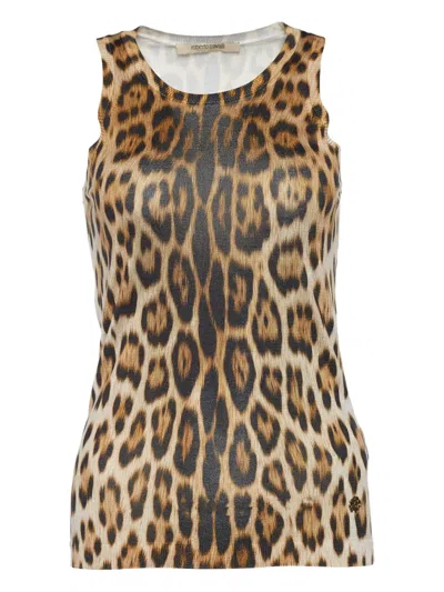 Pre-owned Roberto Cavalli Vintage  Leopard-print Sleeveless Top