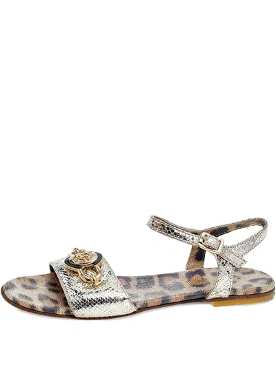 Pre-owned Roberto Cavalli Vintage  Metallic Logo Sandals