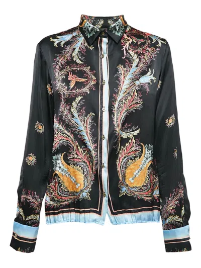 Pre-owned Roberto Cavalli Vintage  Paisley-print Shirt In Black