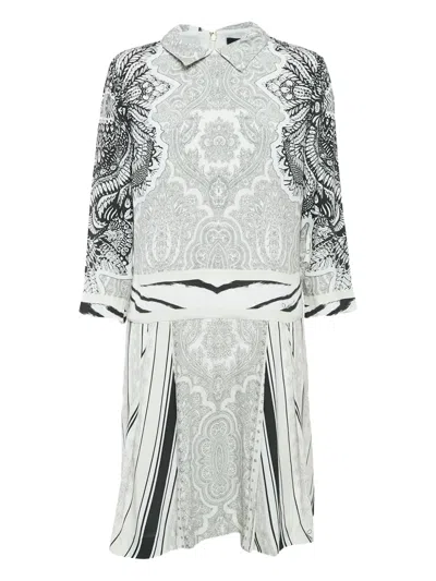Pre-owned Roberto Cavalli Vintage  Printed Long-sleeve Midi Dress