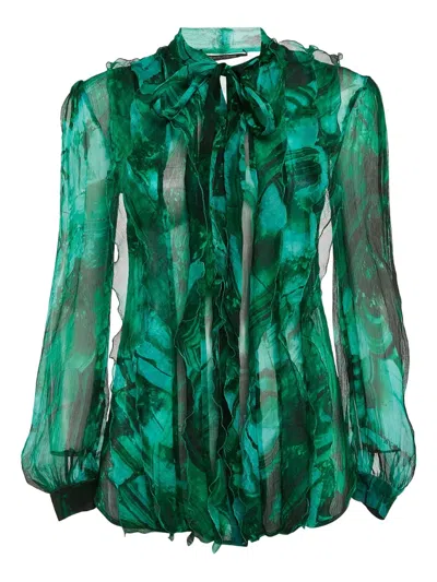Pre-owned Roberto Cavalli Vintage  Ruffles Abstract-print Blouse