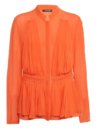Pre-owned Roberto Cavalli Vintage  Silk Blouse In Orange