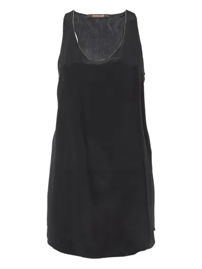 Pre-owned Roberto Cavalli Vintage  Sleeveless Satin Top In Black