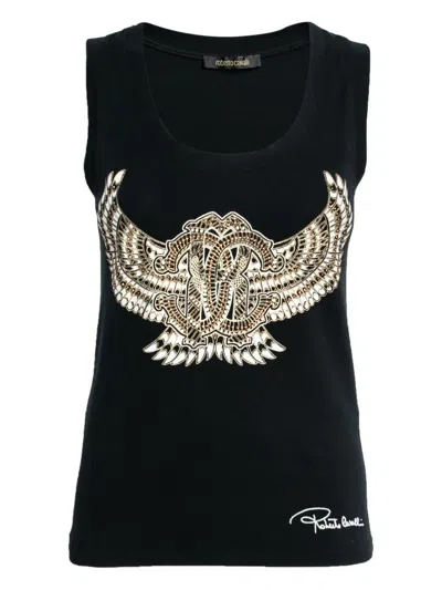 Pre-owned Roberto Cavalli Vintage  Eagle-logo Tank Top In Black
