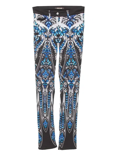 Pre-owned Roberto Cavalli Vintage  Printed Trousers In Blue