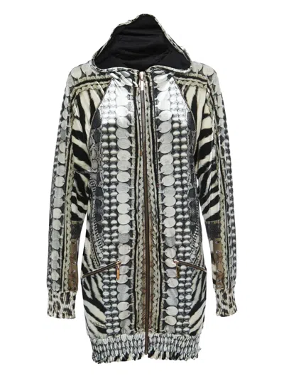 Pre-owned Roberto Cavalli Vintage  Zebra-leopard-print Jacket In Black