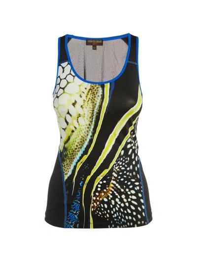 Pre-owned Roberto Cavalli Vintage Printed Tank Top In Black